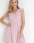 vices Rochie Roz Cloș Mini din Țesătură Plumeti și Spate Decupat Caitadi
