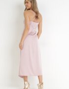 vices Rochie roz cu bretele cu drapaj Rosalinve