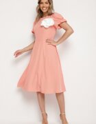 vices Rochie Roz cu croială evazată cu floare detașabilă 3D Rallarea