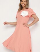 vices Rochie Roz cu croială evazată cu floare detașabilă 3D Rallarea