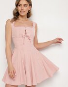 vices Rochie Roz Evazată în Stil Rustic cu Legătură Tip Corset Foliora
