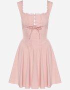 vices Rochie Roz Evazată în Stil Rustic cu Legătură Tip Corset Foliora
