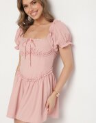 vices Rochie Roz în Stil Rustic cu Legătură Corset Tolaviela