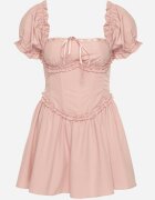 vices Rochie Roz în Stil Rustic cu Legătură Corset Tolaviela