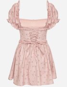 vices Rochie Roză cu bufuri volane și legătură florală Tolalira