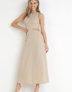 vices Rochie Trapez Maxi Bej cu decupaje Amandika