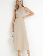 vices Rochie Trapez Maxi Bej cu decupaje Amandika