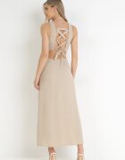 vices Rochie Trapez Maxi Bej cu decupaje Amandika