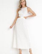 vices Rochie Trapezoidală Maxi Albă cu Decupaje Amandika