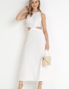 vices Rochie Trapezoidală Maxi Albă cu Decupaje Amandika