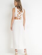 vices Rochie Trapezoidală Maxi Albă cu Decupaje Amandika