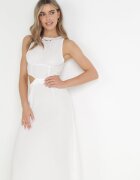 vices Rochie Trapezoidală Maxi Albă cu Decupaje Amandika