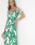 vices Rochie Verde Petrecută Maxi cu volane la umeri Dorinite