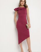 vices Rochie violetă de cocktail mulată cu volan Zivarae
