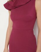vices Rochie violetă de cocktail mulată cu volan Zivarae