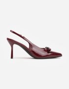 vices Sanda Bordeaux cu toc cui lăcuit cu călcâi decupat și fundă decorativă Valozi