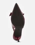 vices Sanda Bordeaux cu toc cui lăcuit cu călcâi decupat și fundă decorativă Valozi