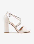 vices Sandale Albe cu toc cu curele cu zircon Saresse