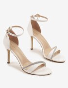 vices Sandale Albe cu toc stiletto cu strasuri Linoriela