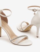 vices Sandale Albe cu toc stiletto cu strasuri Linoriela