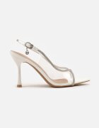 vices Sandale Albe cu toc stiletto decorate cu zirconii Ovianassa