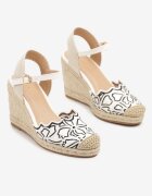 vices Sandale Albe Espadrile pe Toc Pană din Împletitură Decorate cu Broderie Sesirea