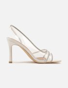 vices Sandale Albe pe Toc Stiletto cu Branț din Piele Decorate cu Zirconii Ovilona