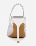 vices Sandale Argintii cu Toc Stiletto cu Barete Transparente și cu Zirconii Imelle