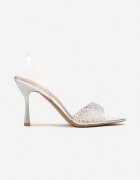 vices Sandale Argintii cu Toc Stiletto cu Brant din Piele și Strass-uri Lumavelle