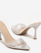 vices Sandale Argintii cu Toc Stiletto cu Brant din Piele și Strass-uri Lumavelle