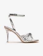 vices Sandale Argintii cu toc stiletto cu cataramă și barete decorative Rujana