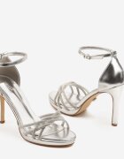 vices Sandale Argintii cu Toc Stiletto Decorate cu Zirconii Saracina