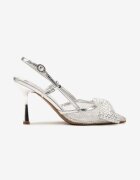 vices Sandale Argintii Din Plasa pe Toc Stiletto cu Funda cu Paiete Reamara