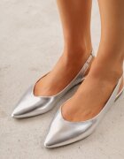 vices Sandale Argintii Pudrate Slingback cu Vârf Ascuțit Arrilla