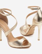 vices Sandale Aurii cu toc stiletto cu Barete Asimetrice Sarivie