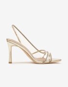 vices Sandale Aurii cu Toc Stiletto cu Brant din Piele decorate cu Zirconii Ovilona