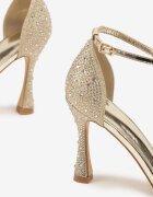 vices Sandale Aurii cu Toc Stiletto cu Zirconii Zileia