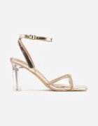 vices Sandale Aurii cu Toc Transparent cu Zirconii Nitarina