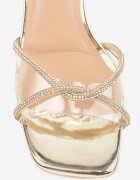 vices Sandale Aurii cu Toc Transparent cu Zirconii Nitarina