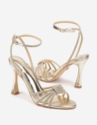 vices Sandale Aurii Metalice cu toc cui decorate cu Zirconii Linavitia