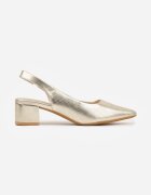 vices Sandale Aurii Slingback cu toc gros Decorate cu perforații Telanisia