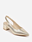 vices Sandale Aurii Slingback cu toc gros Decorate cu perforații Telanisia