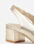 vices Sandale Aurii Slingback cu toc gros Decorate cu perforații Telanisia