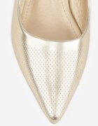 vices Sandale Aurii Slingback cu toc gros Decorate cu perforații Telanisia