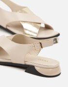 vices Sandale Bej-Aurii cu Ornament Metalic Tilinelle