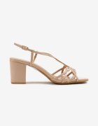 vices Sandale bej cu toc cu barete decorative Oviarissa
