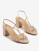 vices Sandale bej cu toc cu barete decorative Oviarissa