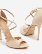 vices Sandale Bej cu toc cui cu curele decorative Saroine