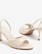 vices Sandale Bej cu Toc Stiletto cu Curea Elastică la Călcâi Evisolla