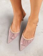 vices Sandale Bej Din Plasă cu Toc Tip Kitten Heel Fără Călcâi Lumianeira